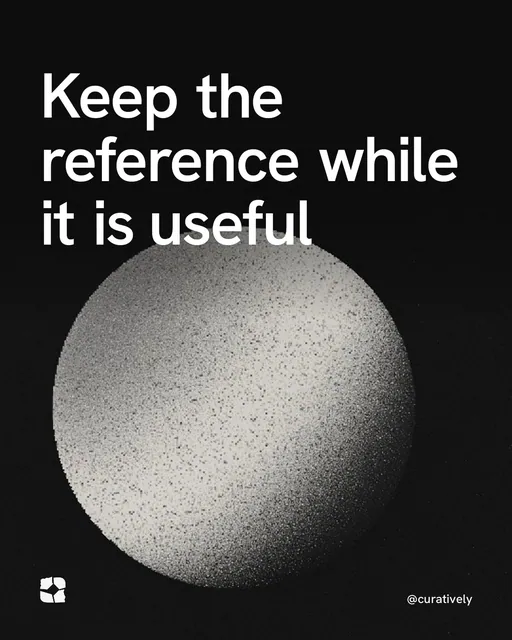 Video for Curatively: "Keep the reference while it is useful". Shader loop, 6.0 s, dark palette.