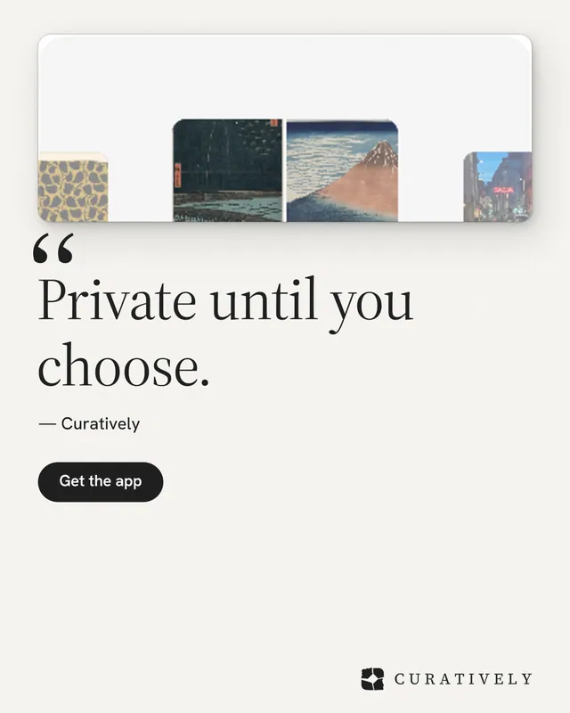 Instagram portrait post for Curatively: "Private until you choose." Data card style, quote layout, light palette in white, grey.