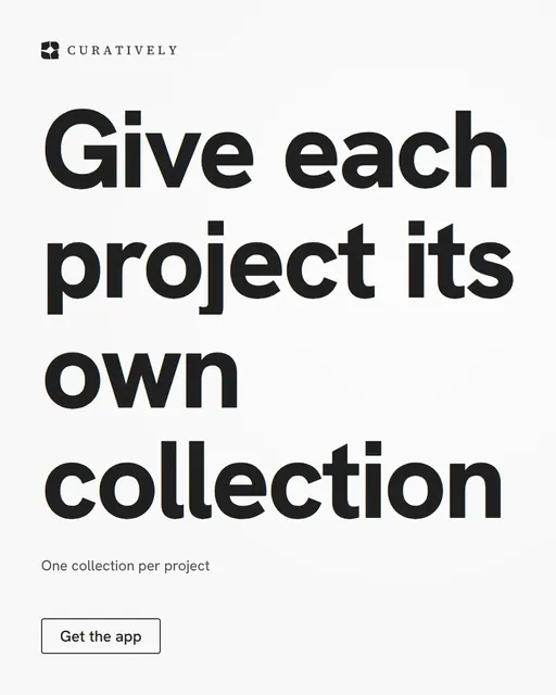 Video for Curatively: "Give each project its own collection". Doc motion loop, 7.0 s, light palette.