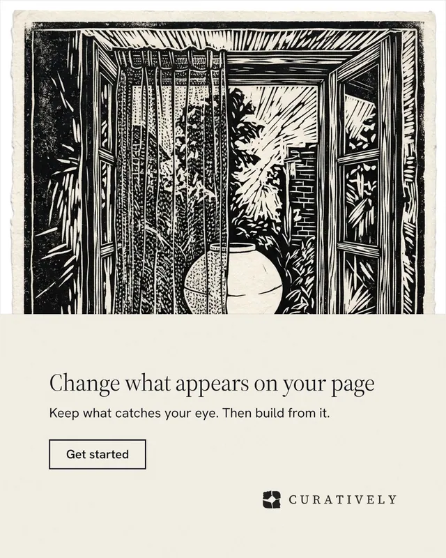 Instagram portrait post for Curatively: "Change what appears on your page". Editorial style, bottom layout, light palette in yellow, black, grey.