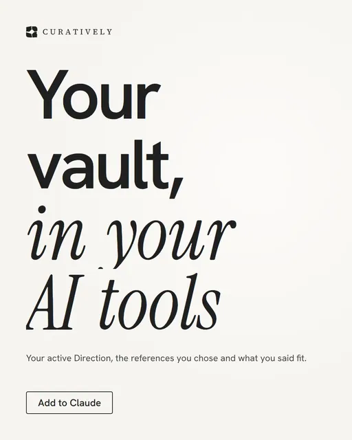 Video for Curatively: "Your vault, in your AI tools". Doc motion loop, 7.0 s, light palette.