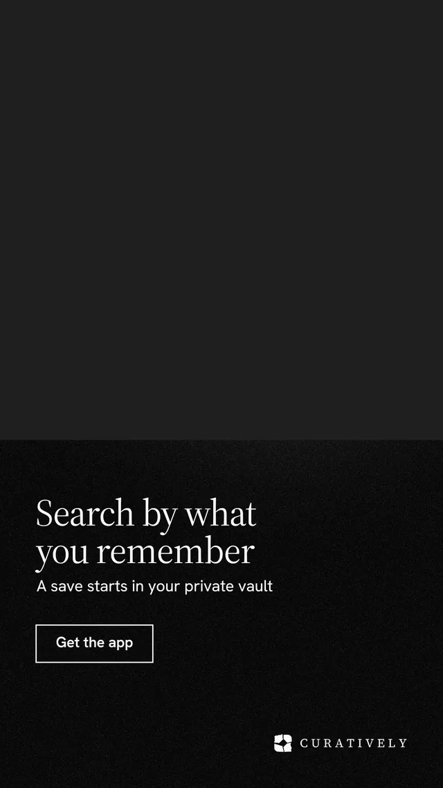Instagram story for Curatively: "Search by what you remember". Dark deco style, bottom layout, dark palette in black.