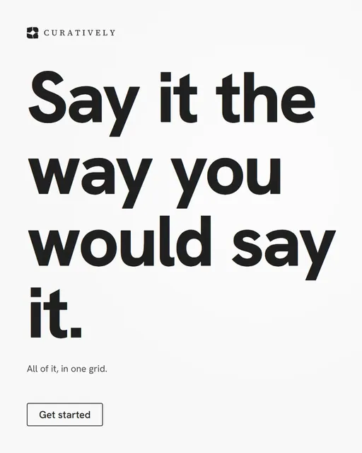 Video for Curatively: "Say it the way you would say it.". Doc motion loop, 6.0 s, light palette.