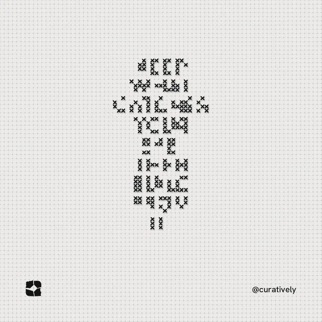Instagram post for Curatively: "Keep what catches your eye. Then build from it." Stitch style, technique:raster type fx layout, light palette in white.