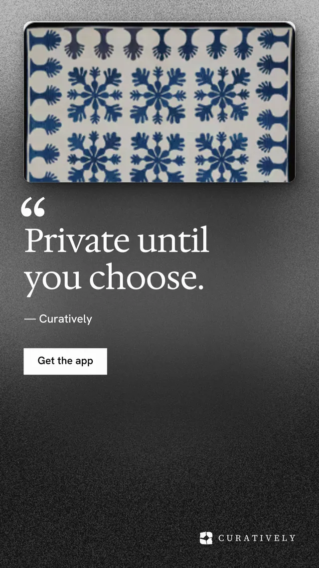 Instagram story for Curatively: "Private until you choose." Swiss style, quote layout, dark palette in black, grey.