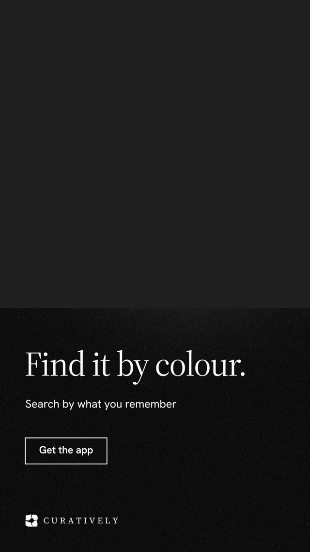 Instagram story for Curatively: "Find it by colour." Dark deco style, bottom layout, dark palette in black.