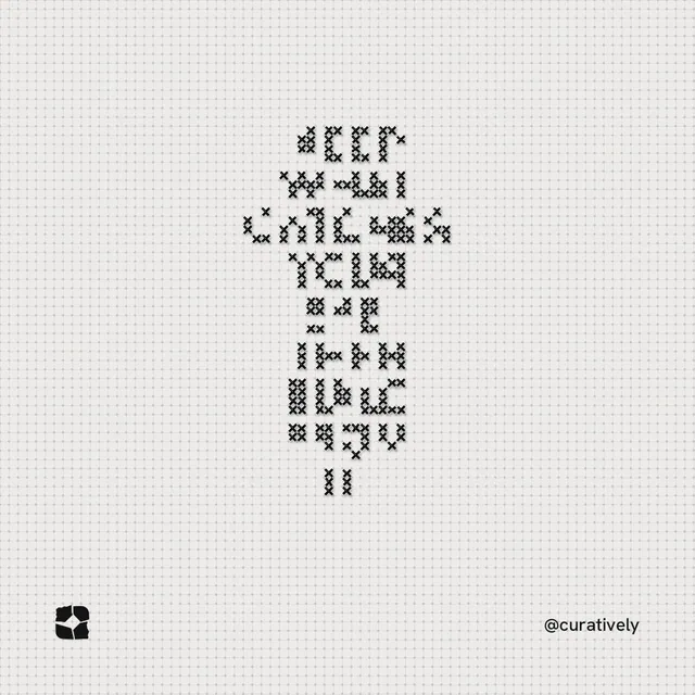 Instagram post for Curatively: "Keep what catches your eye. Then build from it." Stitch style, technique:raster type fx layout, light palette in white.