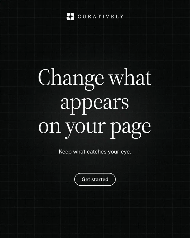Instagram portrait post for Curatively: "Change what appears on your page". Phosphor atlas style, centred layout, dark palette in black.