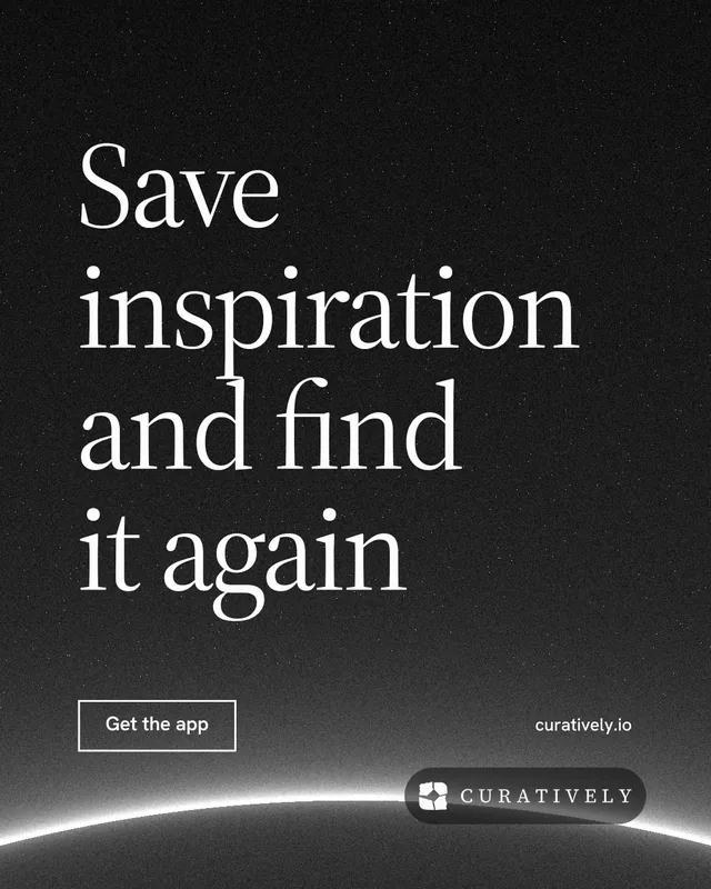 Instagram portrait post for Curatively: "Save inspiration and find it again". Editorial style, poster layout, dark palette in black, grey.