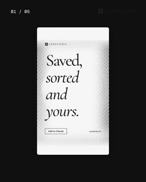 Video for Curatively. Ad flipbook, 7.5 s, dark palette.