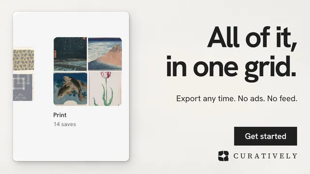 Landscape graphic for Curatively: "All of it, in one grid." Swiss style, right layout, light palette in white, grey.