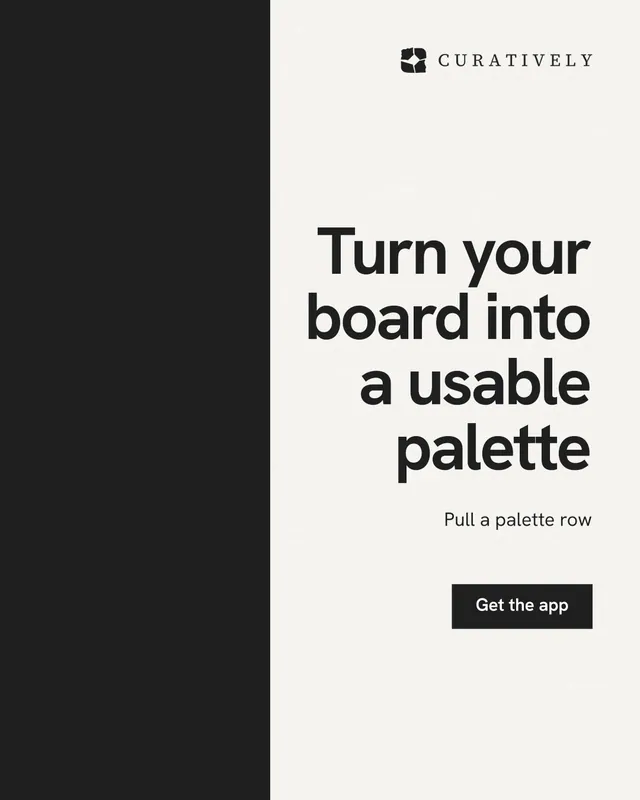 Instagram portrait post for Curatively: "Turn your board into a usable palette". Swiss style, right layout, light palette in white, black.