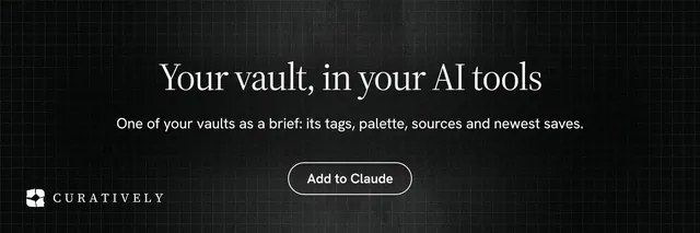 X header for Curatively: "Your vault, in your AI tools". Phosphor atlas style, centred layout, dark palette in black.