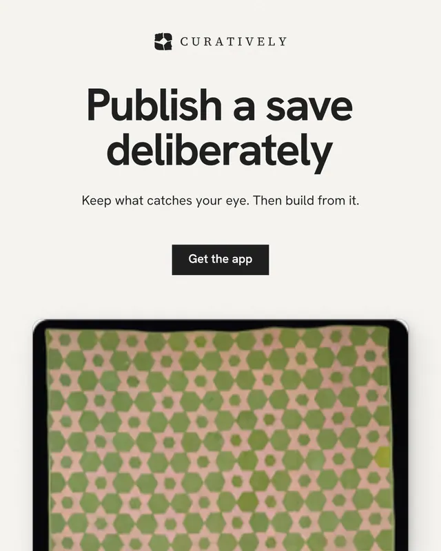 Instagram portrait post for Curatively: "Publish a save deliberately". Swiss style, centred layout, light palette in white, grey, orange.
