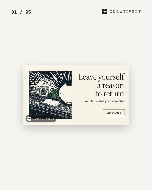 Video for Curatively. Ad flipbook, 7.5 s, light palette.