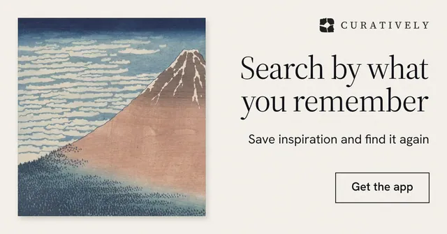 Social ad for Curatively: "Search by what you remember". Editorial style, right layout, light palette in grey, white.