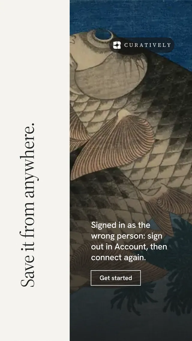 Instagram story for Curatively: "Save it from anywhere." Editorial style, vertical layout, light palette in white, black, grey.