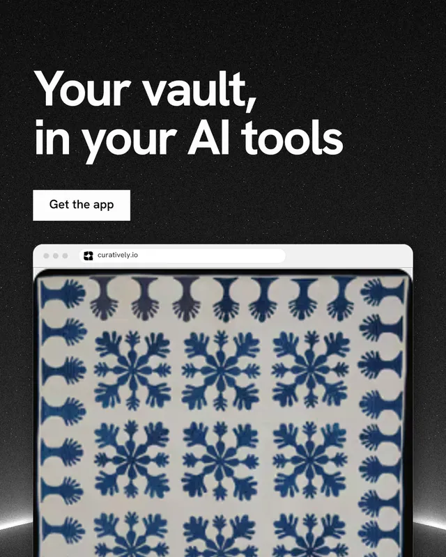 Instagram portrait post for Curatively: "Your vault, in your AI tools". Swiss style, browser layout, dark palette in black, grey, white.