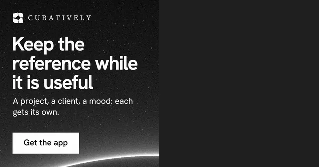 Social ad for Curatively: "Keep the reference while it is useful". Swiss style, bottom layout, dark palette in black, grey.