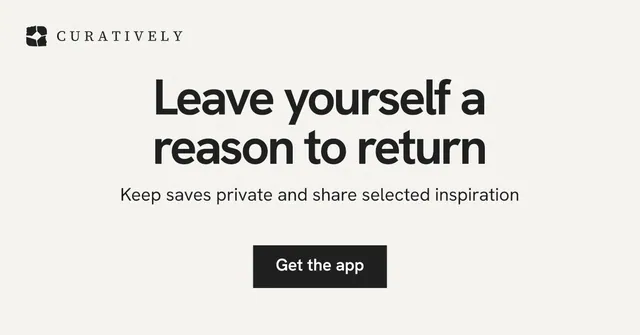 Social ad for Curatively: "Leave yourself a reason to return". Swiss style, centred layout, light palette in white, grey.