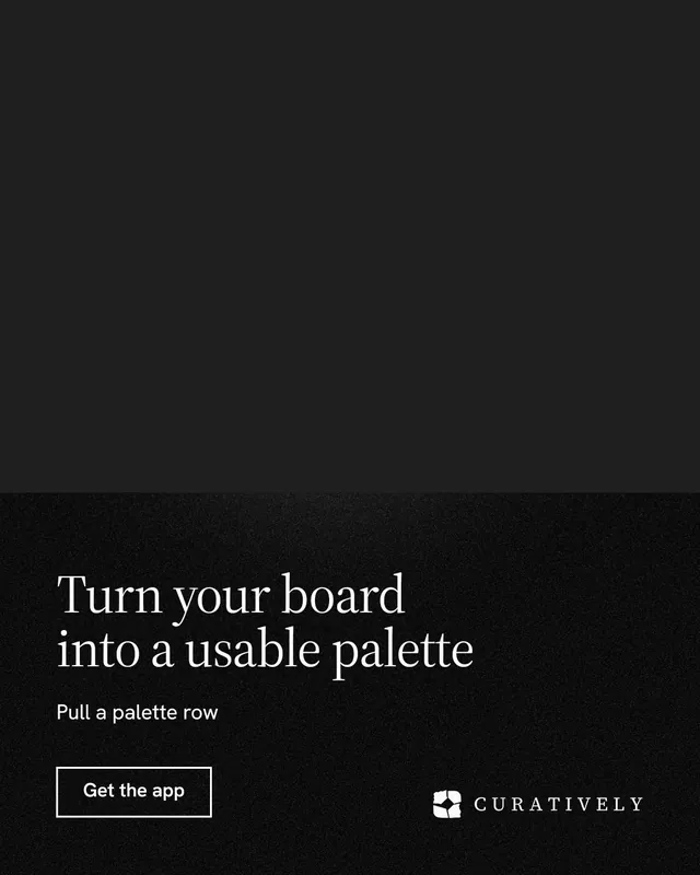 Instagram portrait post for Curatively: "Turn your board into a usable palette". Dark deco style, bottom layout, dark palette in black.