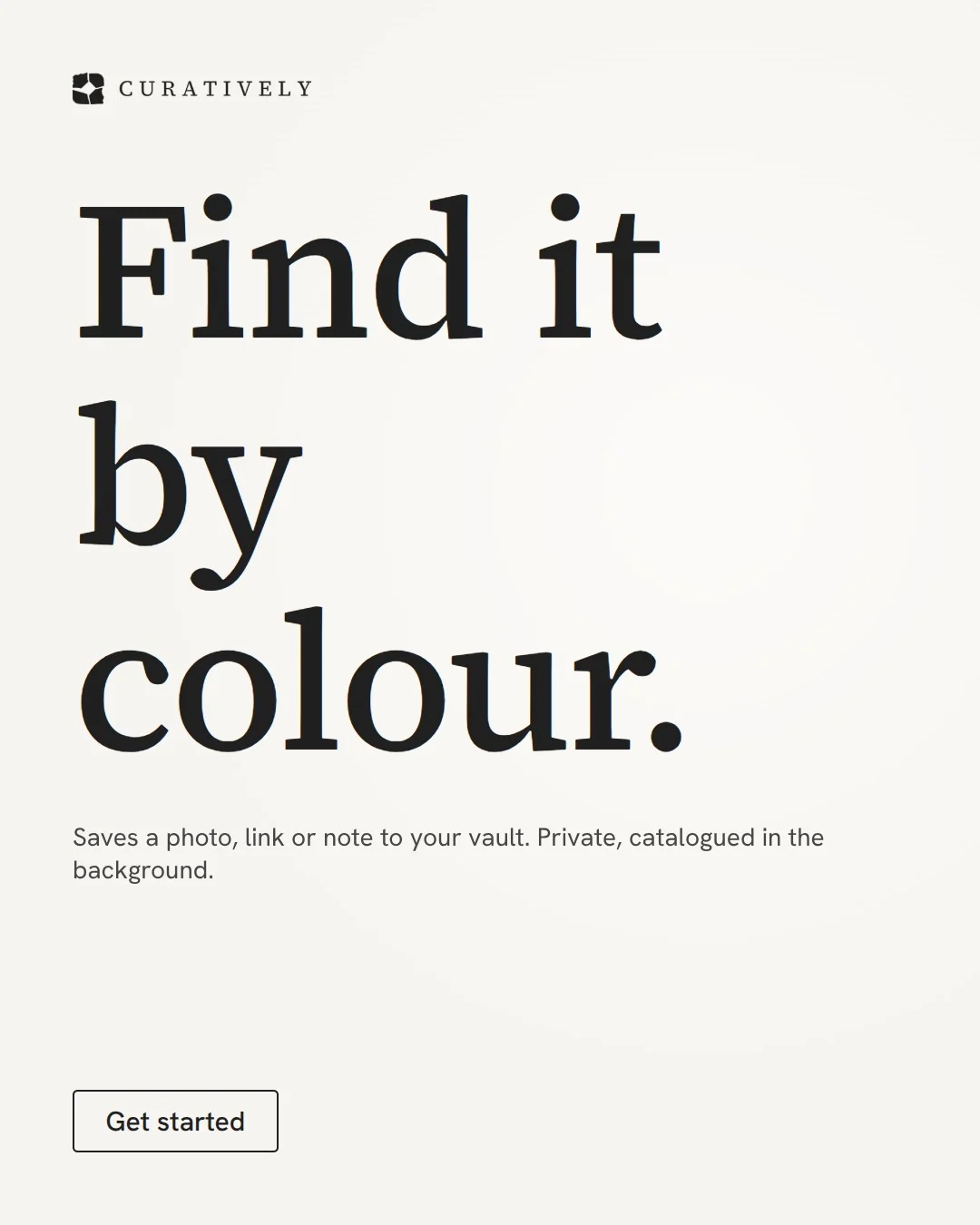 Video for Curatively: "Find it by colour.". Doc motion loop, 6.0 s, light palette.