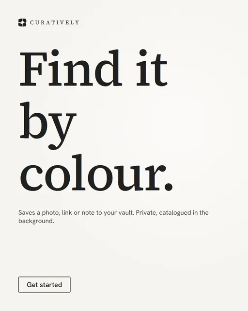 Video for Curatively: "Find it by colour.". Doc motion loop, 6.0 s, light palette.