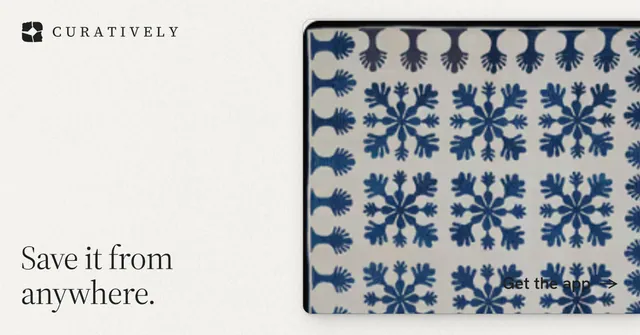 Social ad for Curatively: "Save it from anywhere." Data card style, image led layout, light palette in white, grey.