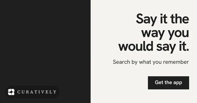 Social ad for Curatively: "Say it the way you would say it." Swiss style, right layout, light palette in white, black, grey.