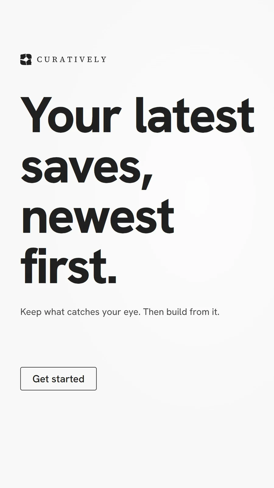 Video for Curatively: "Your latest saves, newest first.". Doc motion loop, 6.0 s, light palette.