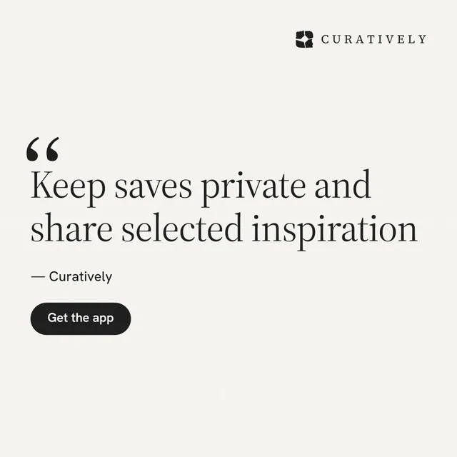 Instagram post for Curatively: "Keep saves private and share selected inspiration". Data card style, quote layout, light palette in white.