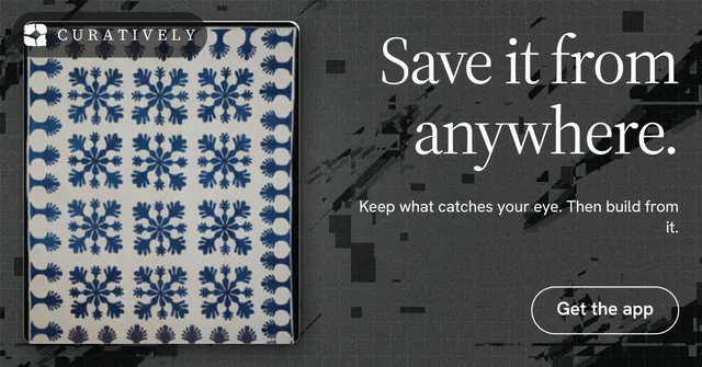 Social ad for Curatively: "Save it from anywhere." Phosphor atlas style, right layout, dark palette in black, grey.