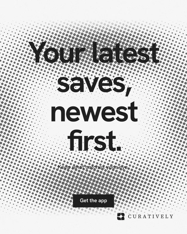 Instagram portrait post for Curatively: "Your latest saves, newest first." Swiss style, centred layout, light palette in grey, white.
