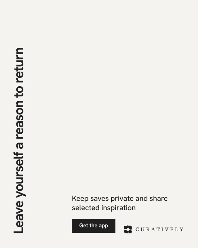 Instagram portrait post for Curatively: "Leave yourself a reason to return". Swiss style, vertical layout, light palette in white.