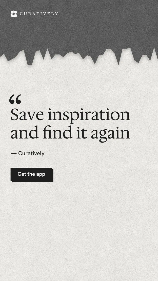 Instagram story for Curatively: "Save inspiration and find it again". Paper trio style, quote layout, light palette in white, grey.
