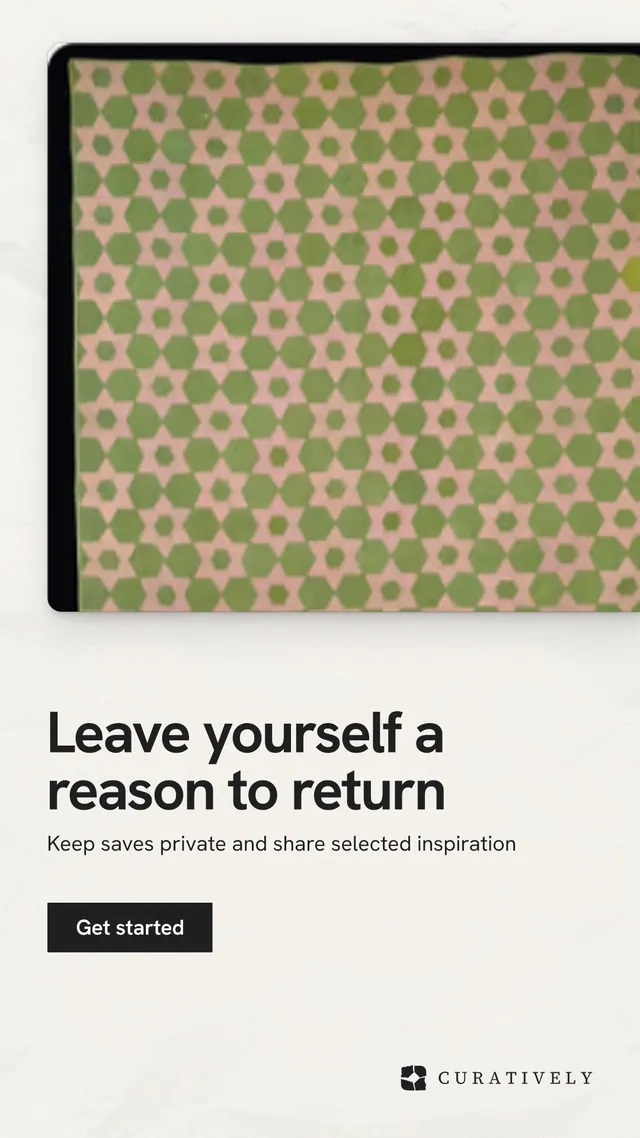 Instagram story for Curatively: "Leave yourself a reason to return". Swiss style, bottom layout, light palette in yellow, white.