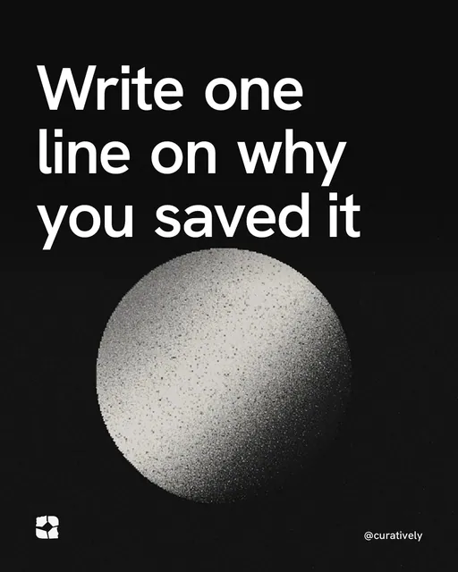 Video for Curatively: "Write one line on why you saved it". Shader loop, 6.0 s, dark palette.