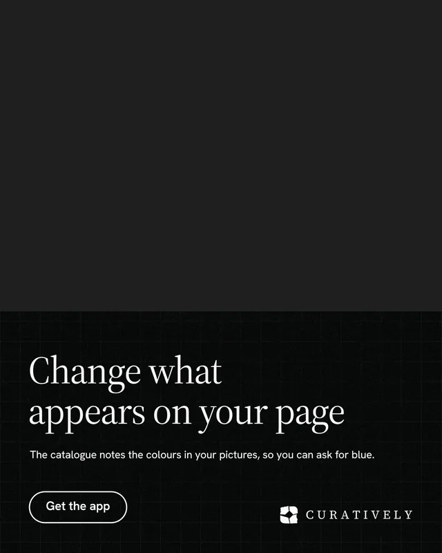 Instagram portrait post for Curatively: "Change what appears on your page". Phosphor atlas style, bottom layout, dark palette in black.