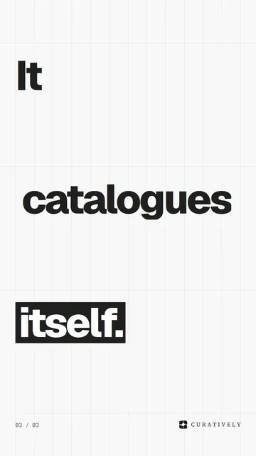 Video for Curatively: "Keep what catches your eye. Then build from it.". Kinetic type grid, 6.0 s, light palette.