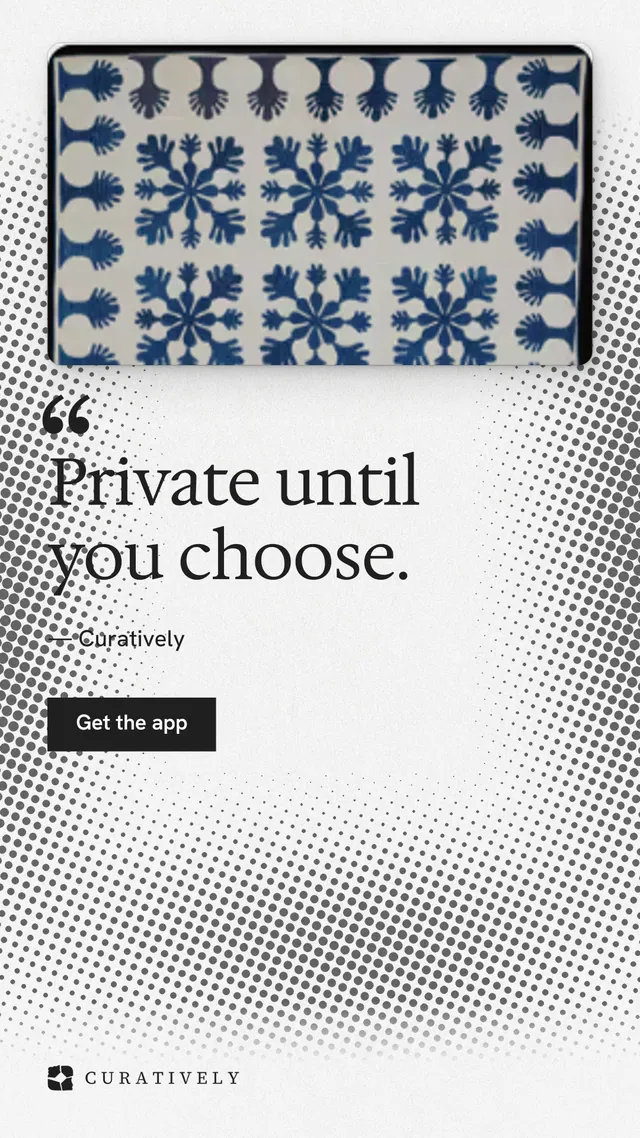 Instagram story for Curatively: "Private until you choose." Swiss style, quote layout, light palette in grey, white.