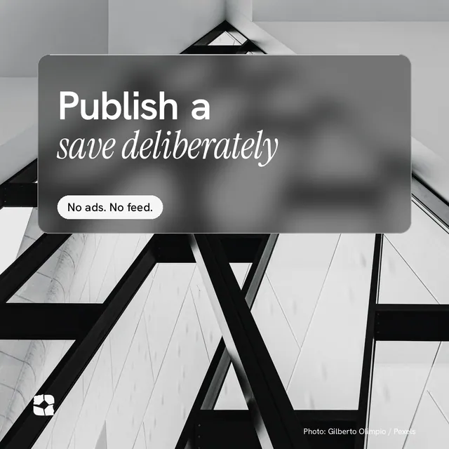 Instagram post for Curatively: "Publish a save deliberately". Glass style, technique:pexels ingredient layout, light palette in grey, black, white.