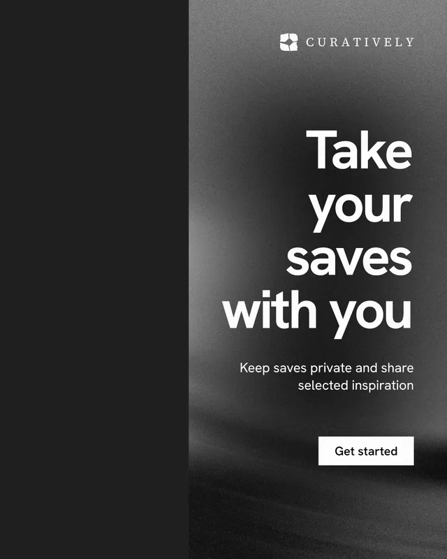Instagram portrait post for Curatively: "Take your saves with you". Swiss style, right layout, dark palette in black, grey.