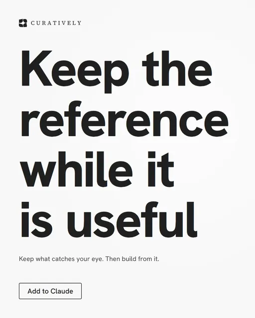 Video for Curatively: "Keep the reference while it is useful". Doc motion loop, 8.0 s, light palette.