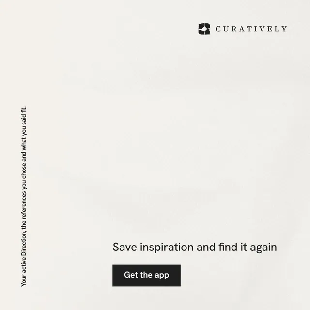 Instagram post for Curatively: "Your active Direction, the references you chose and what you said fit." Swiss style, vertical layout, light palette in white.