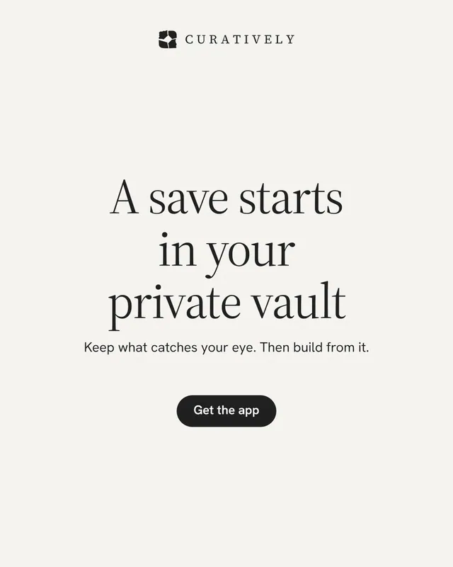Instagram portrait post for Curatively: "A save starts in your private vault". Data card style, centred layout, light palette in white.