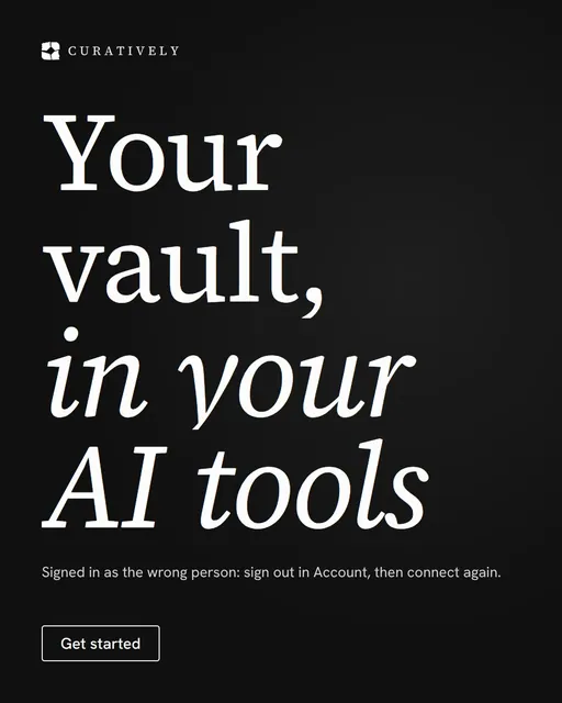 Video for Curatively: "Your vault, in your AI tools". Doc motion loop, 7.0 s, dark palette.