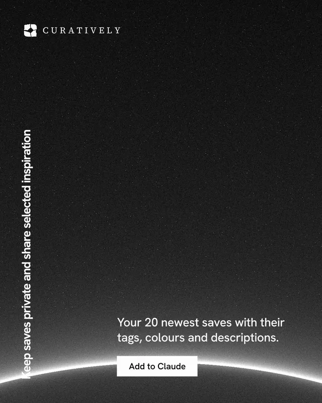 Instagram portrait post for Curatively: "Keep saves private and share selected inspiration". Swiss style, vertical layout, dark palette in black, grey.