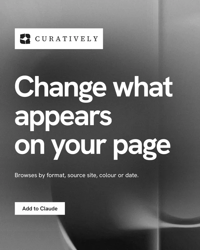 Instagram portrait post for Curatively: "Change what appears on your page". Swiss style, announce layout, dark palette in grey, black, white.