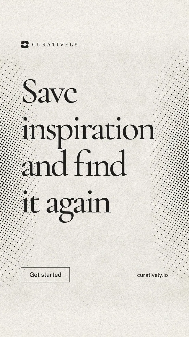 Instagram story for Curatively: "Save inspiration and find it again". Editorial style, poster layout, light palette in yellow, white, grey.
