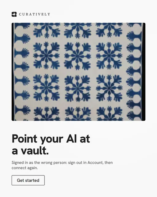Video for Curatively: "Point your AI at a vault.". Doc motion loop, 8.0 s, light palette.